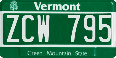 VT license plate ZCW795