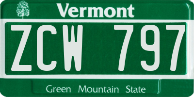 VT license plate ZCW797