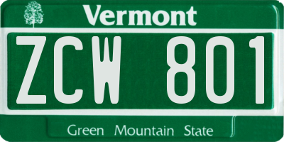 VT license plate ZCW801