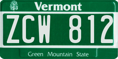 VT license plate ZCW812