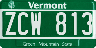 VT license plate ZCW813