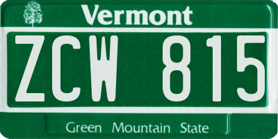 VT license plate ZCW815