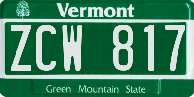 VT license plate ZCW817