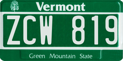 VT license plate ZCW819