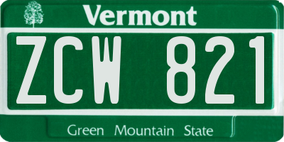 VT license plate ZCW821