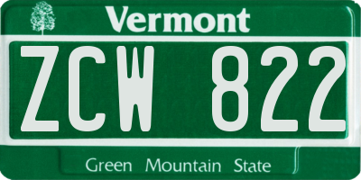 VT license plate ZCW822