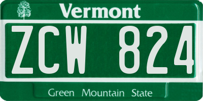 VT license plate ZCW824