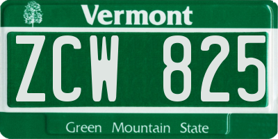 VT license plate ZCW825