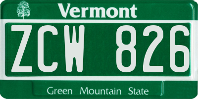 VT license plate ZCW826