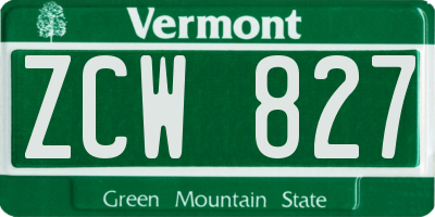 VT license plate ZCW827