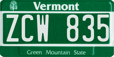 VT license plate ZCW835