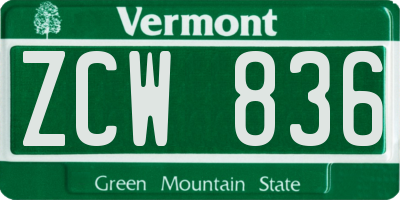 VT license plate ZCW836