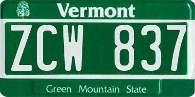 VT license plate ZCW837