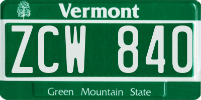 VT license plate ZCW840