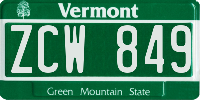 VT license plate ZCW849