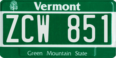 VT license plate ZCW851