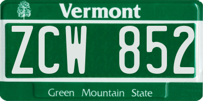 VT license plate ZCW852