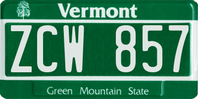 VT license plate ZCW857