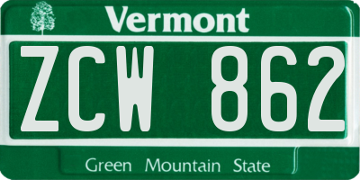 VT license plate ZCW862