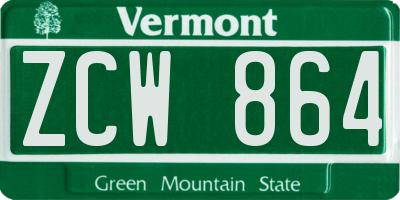 VT license plate ZCW864