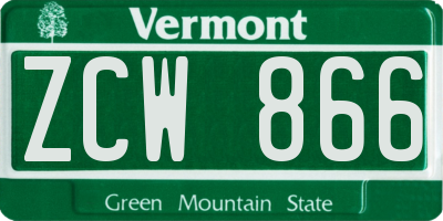 VT license plate ZCW866