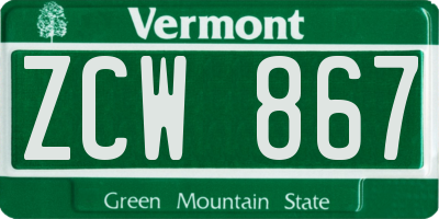 VT license plate ZCW867