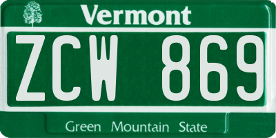 VT license plate ZCW869