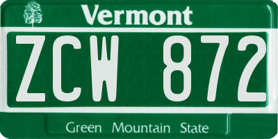 VT license plate ZCW872