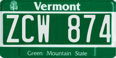 VT license plate ZCW874
