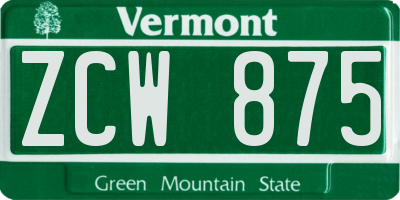 VT license plate ZCW875