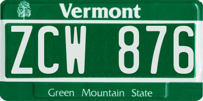 VT license plate ZCW876
