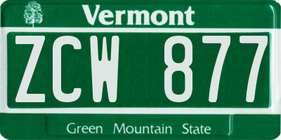 VT license plate ZCW877