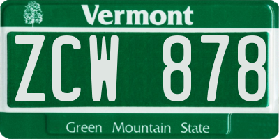 VT license plate ZCW878