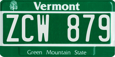 VT license plate ZCW879