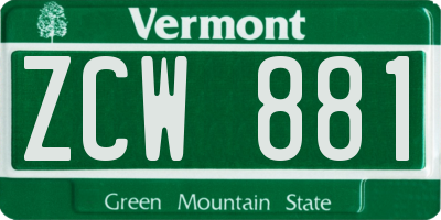 VT license plate ZCW881