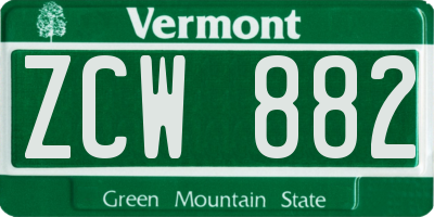 VT license plate ZCW882