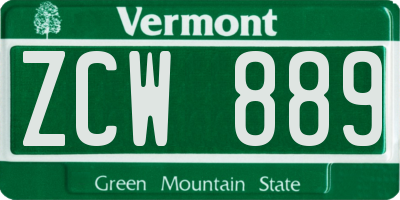 VT license plate ZCW889
