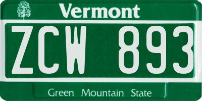 VT license plate ZCW893
