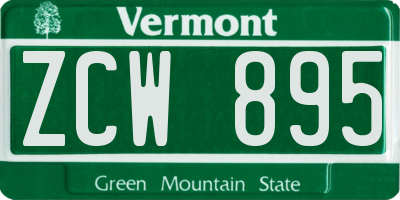 VT license plate ZCW895