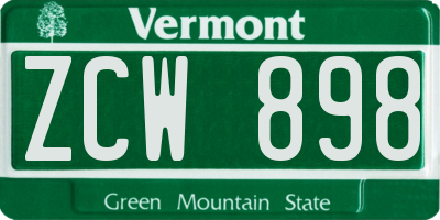 VT license plate ZCW898
