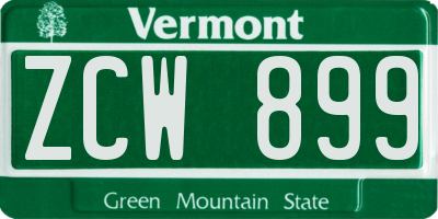VT license plate ZCW899