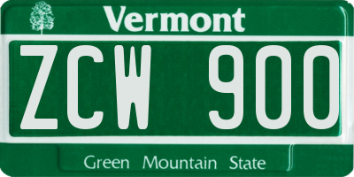 VT license plate ZCW900