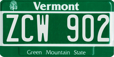 VT license plate ZCW902