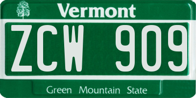 VT license plate ZCW909