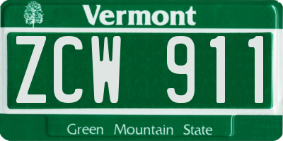 VT license plate ZCW911