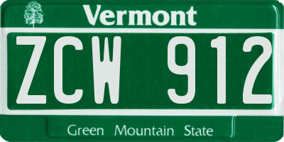 VT license plate ZCW912