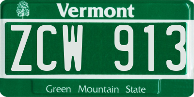 VT license plate ZCW913