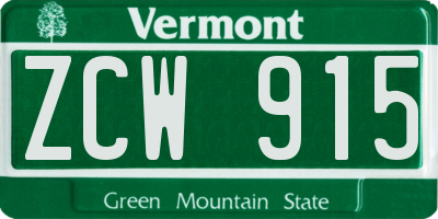 VT license plate ZCW915