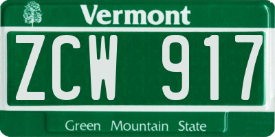 VT license plate ZCW917