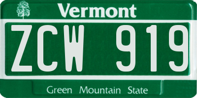 VT license plate ZCW919